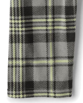 Boys Plaid Dream Fleece Pajama Pants - WEATHERED STEEL