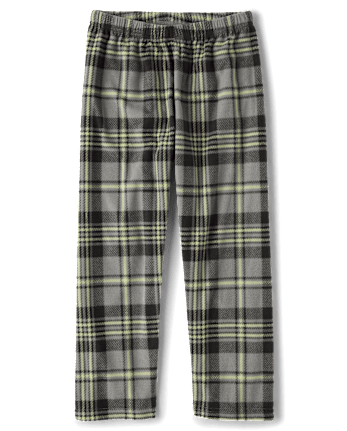 Boys Plaid Dream Fleece Pajama Pants - WEATHERED STEEL