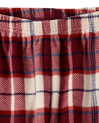 Boys Plaid Dream Fleece Pajama Pants - REDWOOD
