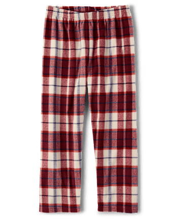 Boys Plaid Dream Fleece Pajama Pants - REDWOOD