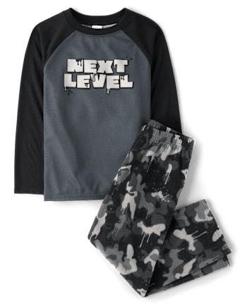 Boys Next Level Camo Pajamas - BLACK