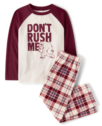 Boys Sloth Plaid Pajamas - HAY STACK