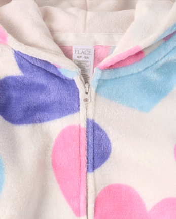 Girls Heart One Piece Pajamas - Cozy Fleece - LAVENDULA
