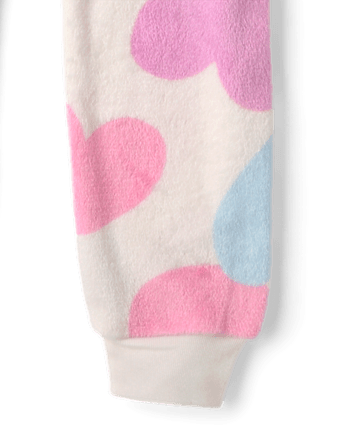 Girls Heart One Piece Pajamas - Cozy Fleece - LAVENDULA
