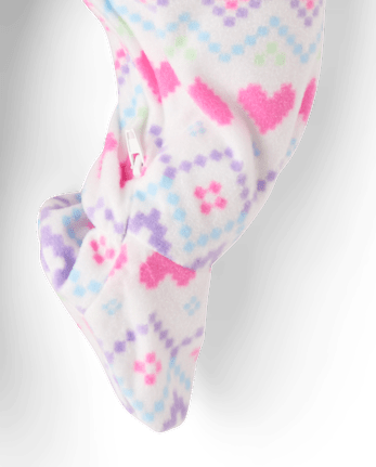 Baby And Toddler Girls Heart Fairisle Dream Fleece Footed One Piece Pajamas - SIMPLYWHT