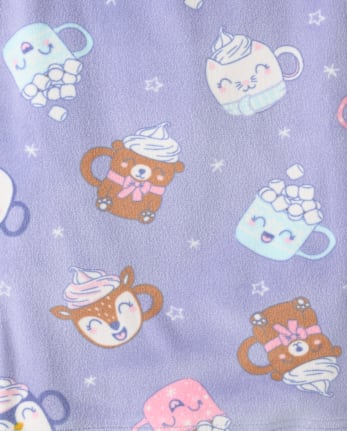 Girls Hot Cocoa Velour Pajamas - LAVENDULA