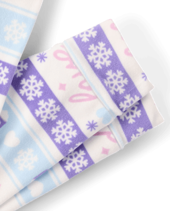 Girls Winter Fairisle Velour Pajamas - ARCHERY BLUE NEON