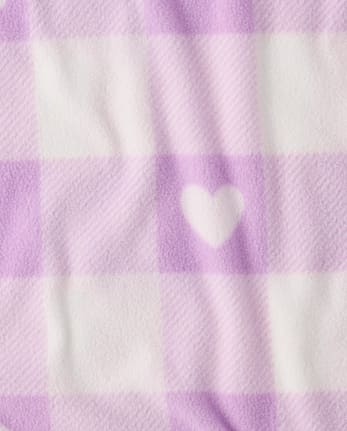 Girls Heart Buffalo Plaid Dream Fleece Pajama Pants - LILAC LUSTER