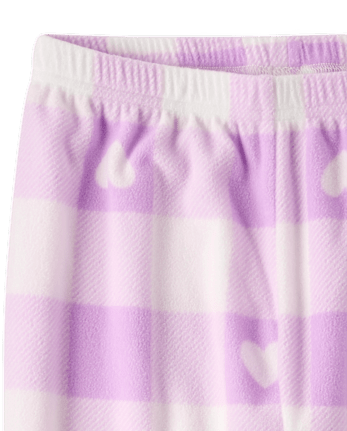 Girls Heart Buffalo Plaid Dream Fleece Pajama Pants - LILAC LUSTER
