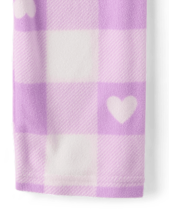Girls Heart Buffalo Plaid Dream Fleece Pajama Pants - LILAC LUSTER