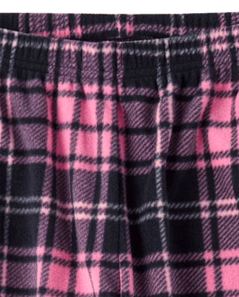 Girls Plaid Dream Fleece Pajama Pants - BLACK