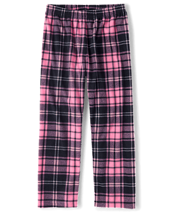 Girls Plaid Dream Fleece Pajama Pants - BLACK