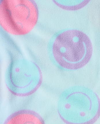 Girls Happy Face Dream Fleece Pajama Pants - ARCHERY BLUE NEON