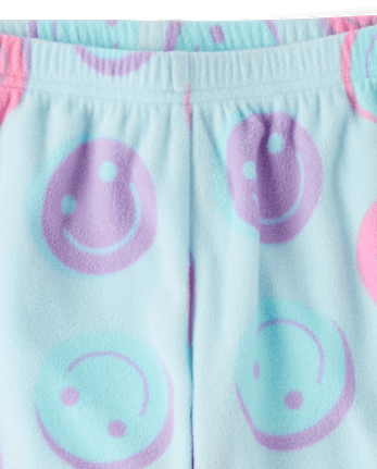 Girls Happy Face Dream Fleece Pajama Pants - ARCHERY BLUE NEON