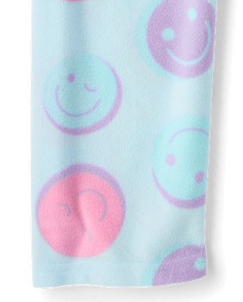 Girls Happy Face Dream Fleece Pajama Pants - ARCHERY BLUE NEON