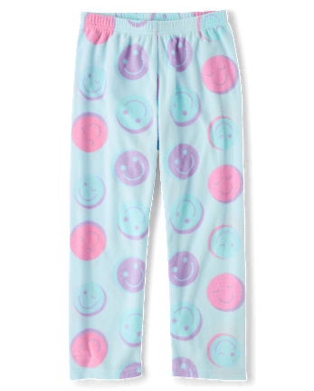 Girls Happy Face Dream Fleece Pajama Pants - ARCHERY BLUE NEON