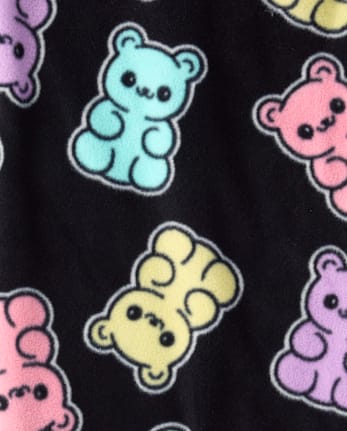 Girls Candy Bear Dream Fleece Pajama Pants - BLACK