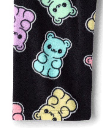 Girls Candy Bear Dream Fleece Pajama Pants - BLACK