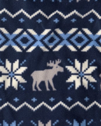 Boys Winter Fairisle Henley Pajamas - SAPPHIRE ICE CL