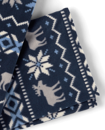 Boys Winter Fairisle Henley Pajamas - SAPPHIRE ICE CL