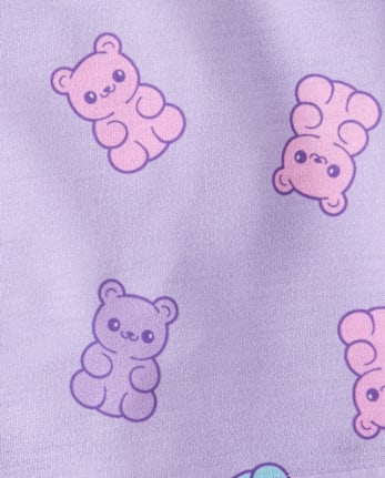 Girls Candy Bear Button Front Pajamas - LOVELY LAVENDER
