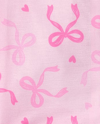 Girls Bow Button Front Pajamas - ROSE MIST