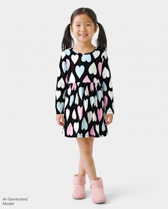 Baby And Toddler Girls Print Everyday Dress - BLACK