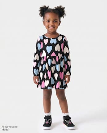 Baby And Toddler Girls Print Everyday Dress - BLACK