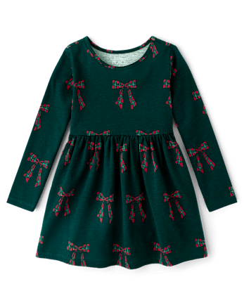 Baby And Toddler Girls Print Everyday Dress - BALT GREEN