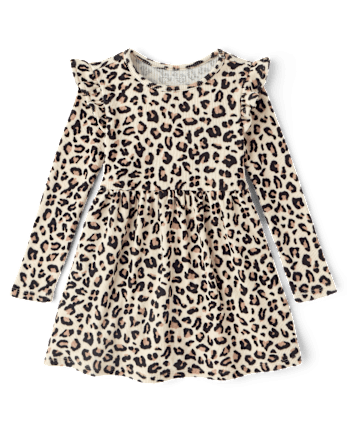 Baby And Toddler Girls Print Thermal Flutter Dress - HAY STACK