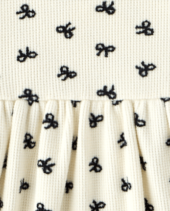 Baby And Toddler Girls Print Thermal Flutter Dress - FAIR IVORY