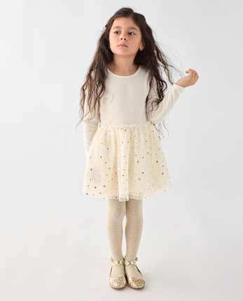 Toddler Girls Glitter Tutu Dress - FAIR IVORY