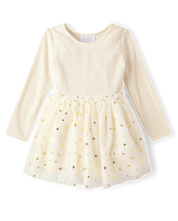 Toddler Girls Glitter Tutu Dress - FAIR IVORY