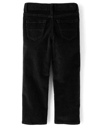 Boys Corduroy Straight Pants - BLACK
