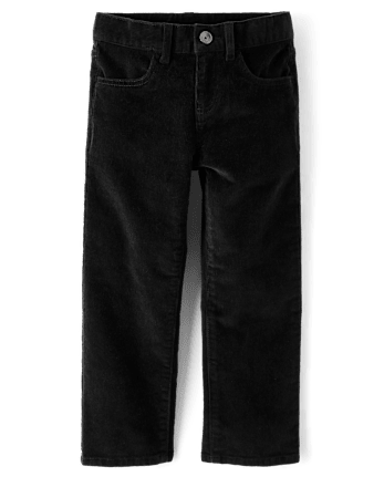 Boys Corduroy Straight Pants - BLACK