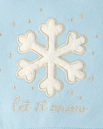 Baby Girls Applique Glitter Snowflake 2-Piece Playwear Set - BLUE AIR