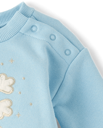 Baby Girls Applique Glitter Snowflake 2-Piece Playwear Set - BLUE AIR