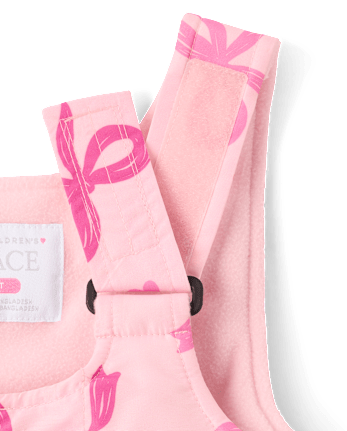 Toddler Girls Bow Snow Bib - ROSE MIST