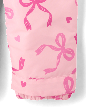 Toddler Girls Bow Snow Bib - ROSE MIST