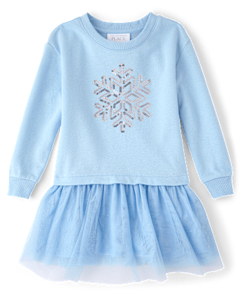 Baby And Toddler Girls Sequin Sweatshirt Dress - BLUE AIR