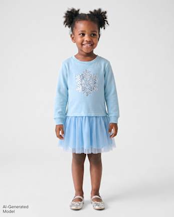 Baby And Toddler Girls Sequin Sweatshirt Dress - BLUE AIR