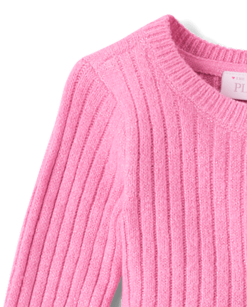 Baby And Toddler Girls Shimmer Ribbed Sweater Dress - PERFECTLY PINK