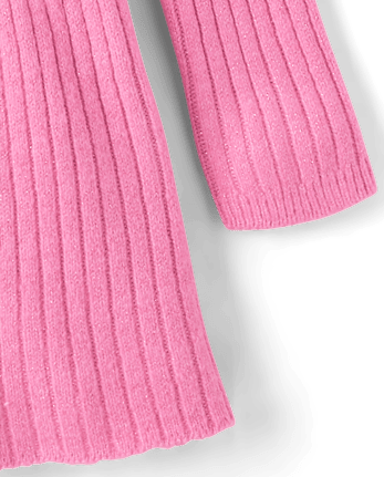 Baby And Toddler Girls Shimmer Ribbed Sweater Dress - PERFECTLY PINK