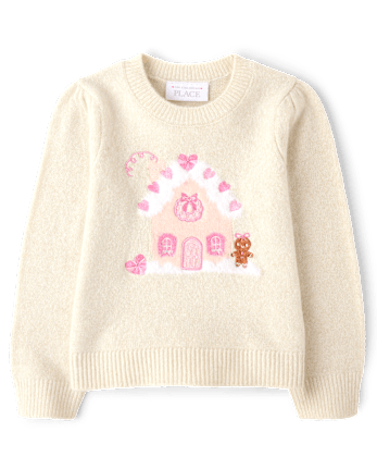 Toddler Girls Intarsia Sweater - FAIR IVORY