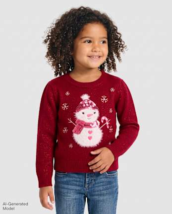 Pull en jacquard pour petites filles - RED OCHRE