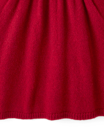 Baby And Toddler Girls Sequin Flutter Sweater Dress - RED OCHRE