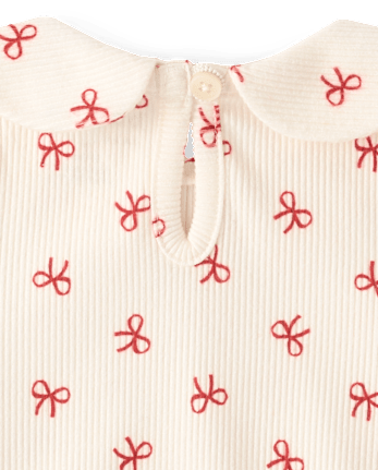 Baby Girls Bow Bubble Skirt 2-Piece Playwear Set - RED OCHRE