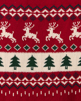 Baby Boys Christmas Fairisle Sweater Romper - RED OCHRE