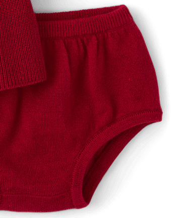 Baby Girls Christmas Fairisle Sweater Dress - RED OCHRE