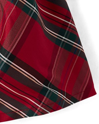 Toddler Girls Plaid Oversized Bow Fit And Flare Dress - RED OCHRE